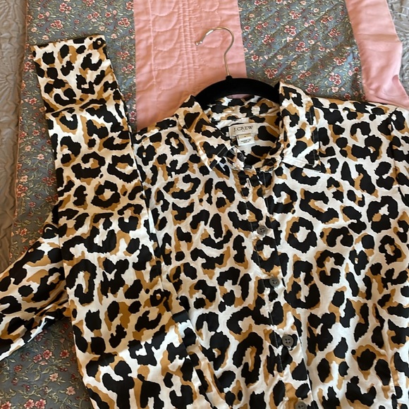 J Crew Factory Leopard Tie-Waist shirt dress in cotton poplin - Picture 9 of 9